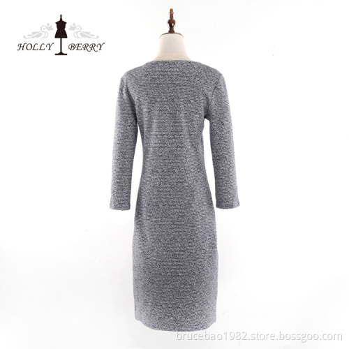 Different Models Button V-neck Women Long-Sleeve Dress